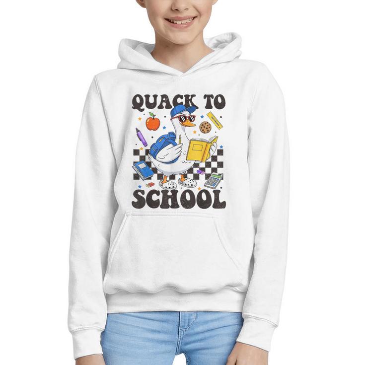 Boys Kid Back To School Goose Quackers Quack To School Graphic Youth Hoodie