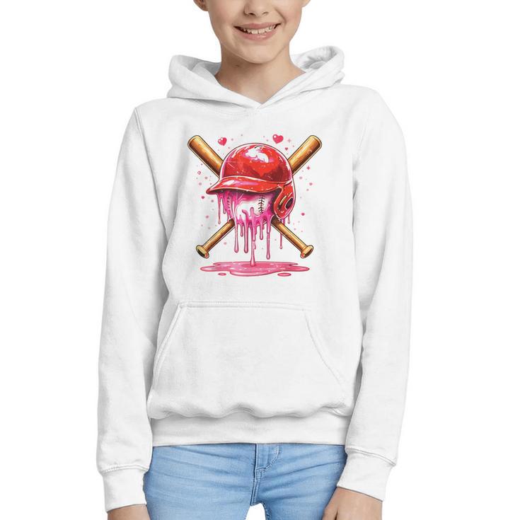 Boys Valentine Day Baseball Helmet Drip Ice-Cream Youth Kids Graphic Youth Hoodie