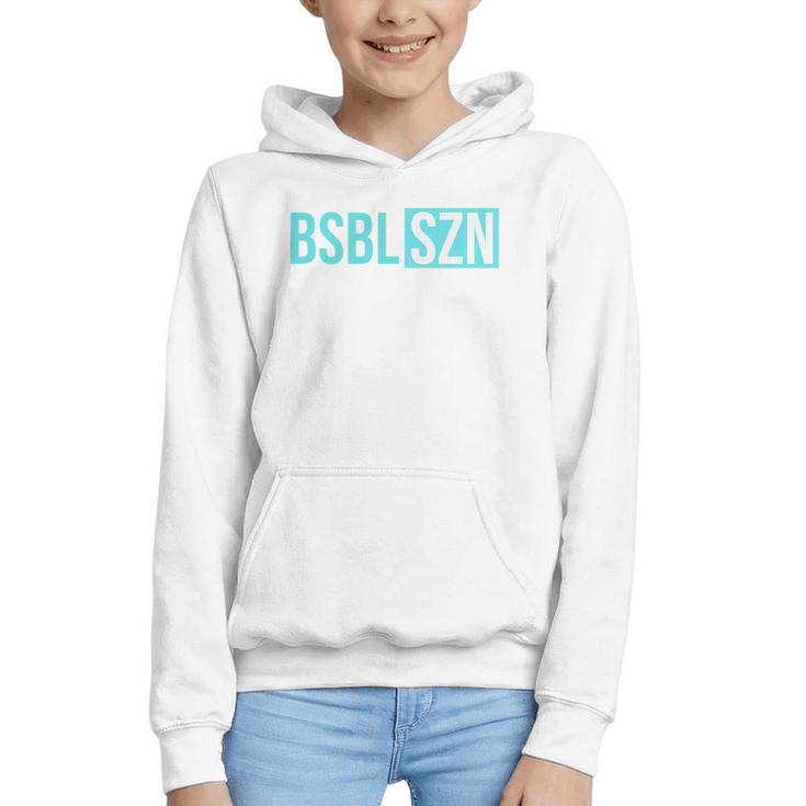 BSBL SZN Baseball Season Game Day Boys Girls Youth Premium Tri-Blend Graphic Youth Hoodie