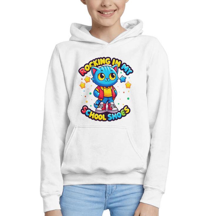 Cat Rocking In My School Shoes Fun Back To School Kids Boys Performance Graphic Youth Hoodie