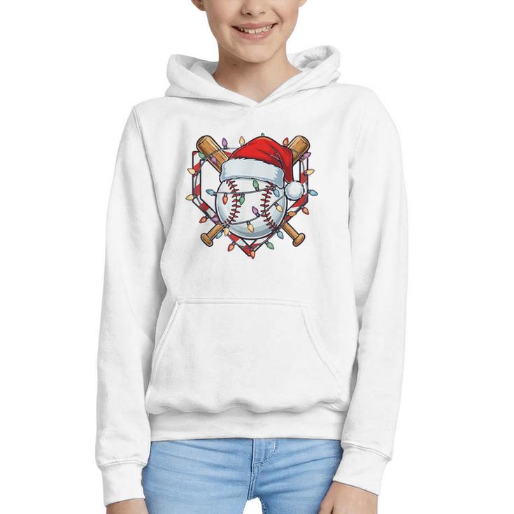 Christmas Baseball Santa Hat For Baseball Players Fans Graphic Youth Hoodie