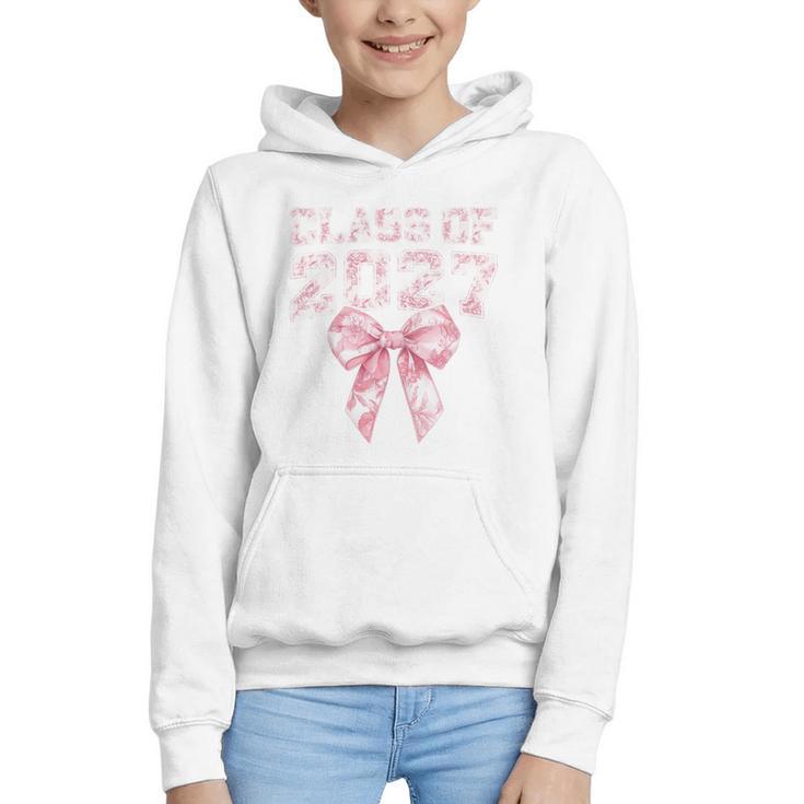 Class Of 2027 Preppy Coquette Bow Back To School Graduation Premium Tri-Blend Graphic Youth Hoodie