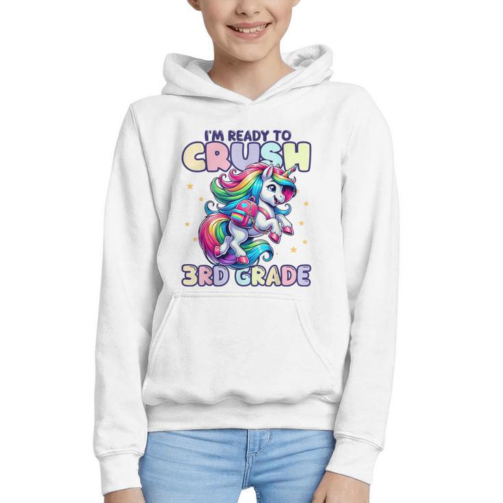 Crush 3rd Grade Girls Back To School Unicorn First Day Cute Graphic Youth Hoodie
