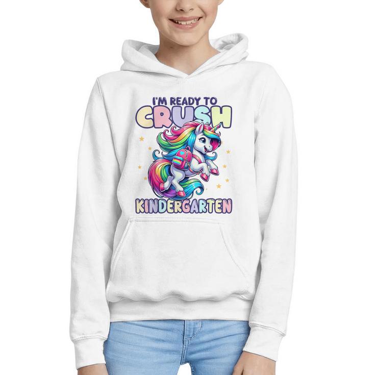 Crush Kindergarten Girls Back To School Unicorn First Day Graphic Youth Hoodie