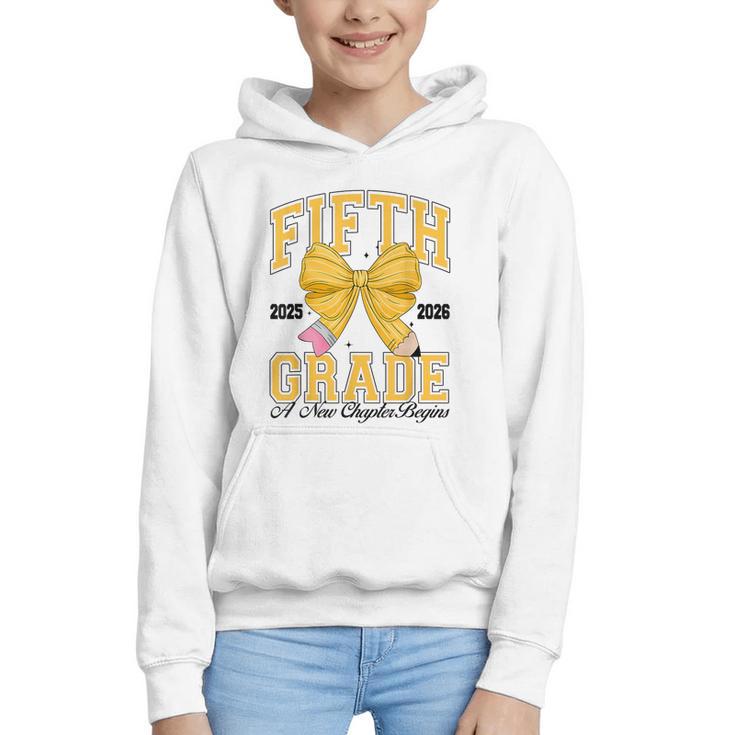 Fifth Grade Back To School First Day Pencil Bow 2025 Girls Graphic Youth Hoodie