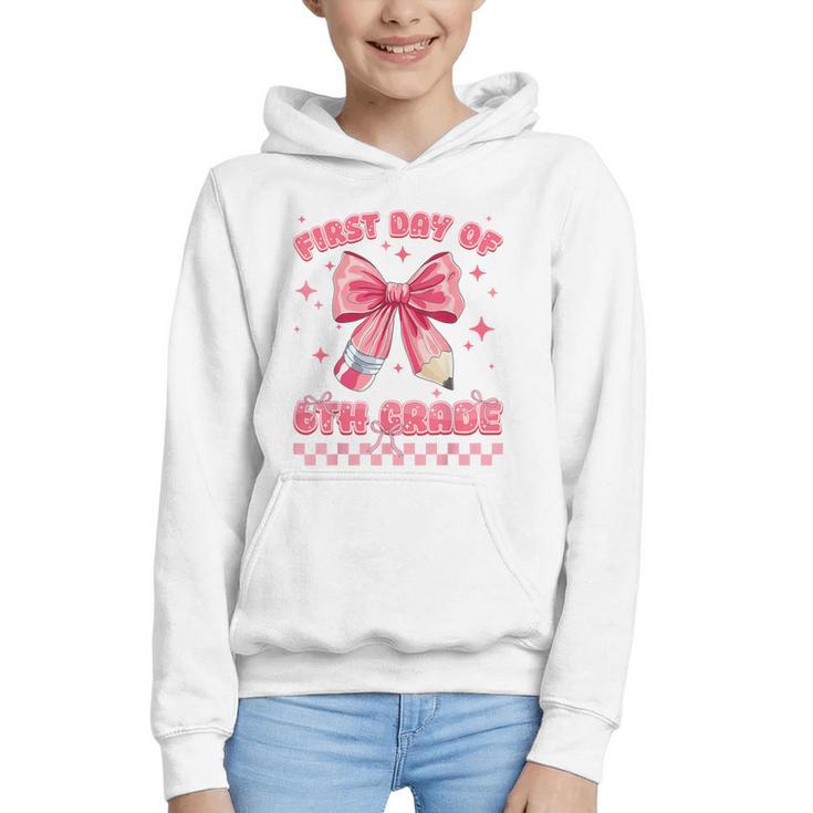 First Day Of 6th Grade Coquette Back To School Girls Kids Graphic Youth Hoodie