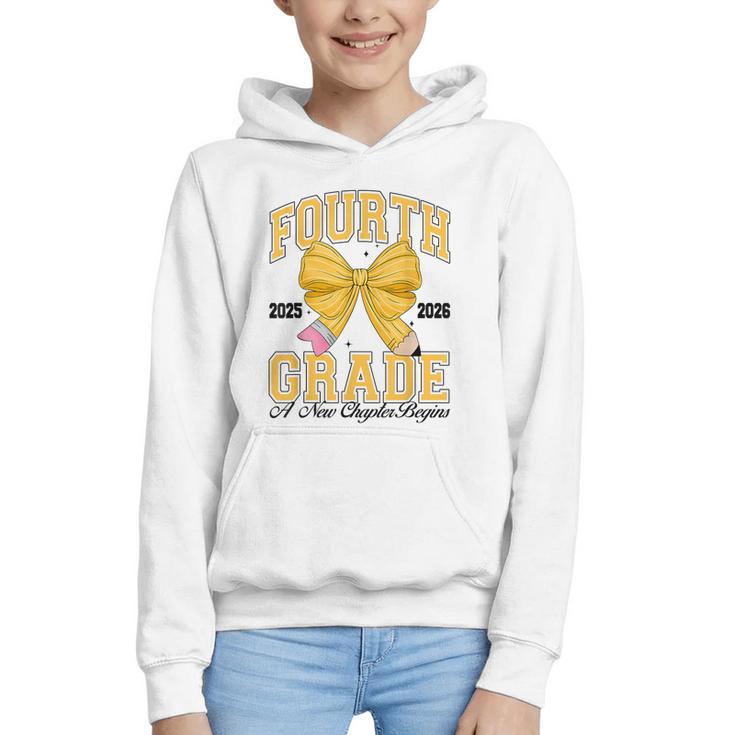 Fourth Grade Back To School First Day Pencil Bow 2025 Girls Graphic Youth Hoodie