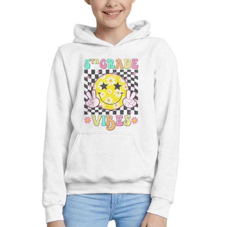 Girls 5th Grade Vibes Smile Face Back To School Fifth Grade Graphic Youth Hoodie