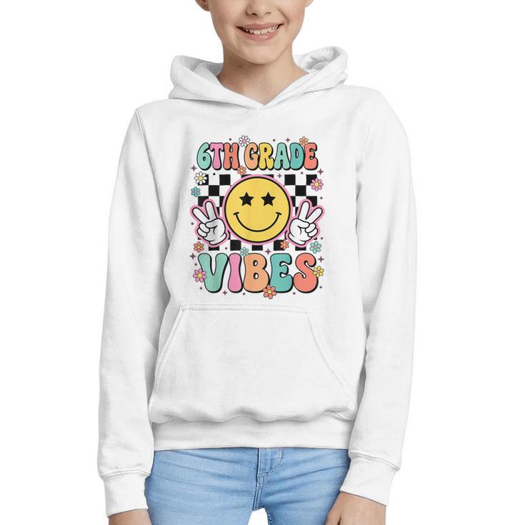 Groovy Sixth 6TH Grade Vibes Back To School First Day Kids Graphic Youth Hoodie