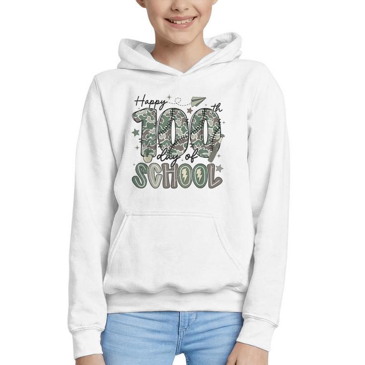 Happy 100th Day Of School Baseball Camo Boys Kids Toddler Graphic Youth Hoodie