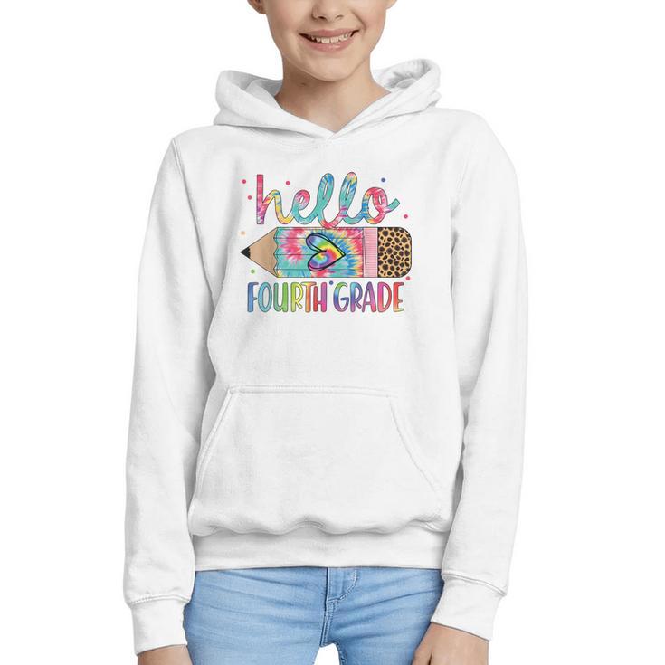 Hello Fourth Grade Tie Dye Pencil Back To School 4th Grade Graphic Youth Hoodie