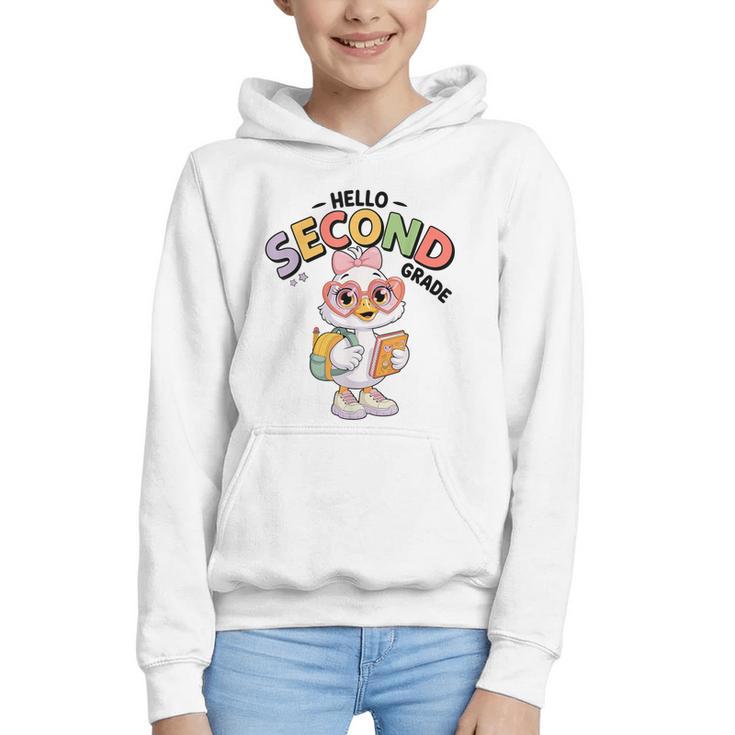 Hello Second Grade Cute Goose Back To School 2nd Grade Girls Graphic Youth Hoodie