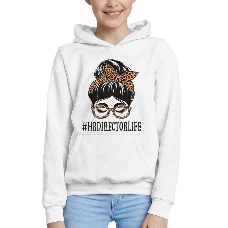 HR Director Leopard Messy Bun Appreciation Back To School Performance Graphic Youth Hoodie