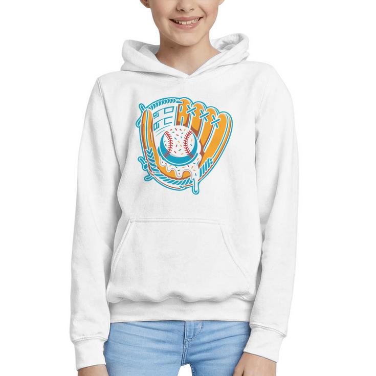Ice Cream Baseball Mitt Drippy Scoop Baseball Sports Graphic Youth Hoodie