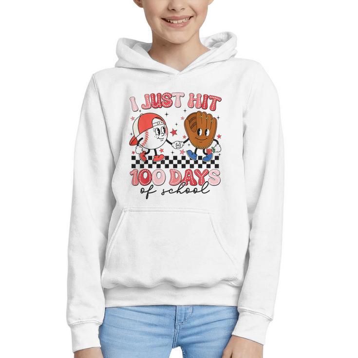 I Just Hit 100 Days Of School Baseball Boy Girl Teacher Graphic Youth Hoodie