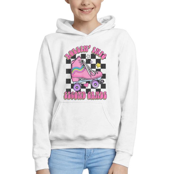 Kids Back To School Skating Rollin Into Second 2nd Grade Graphic Youth Hoodie