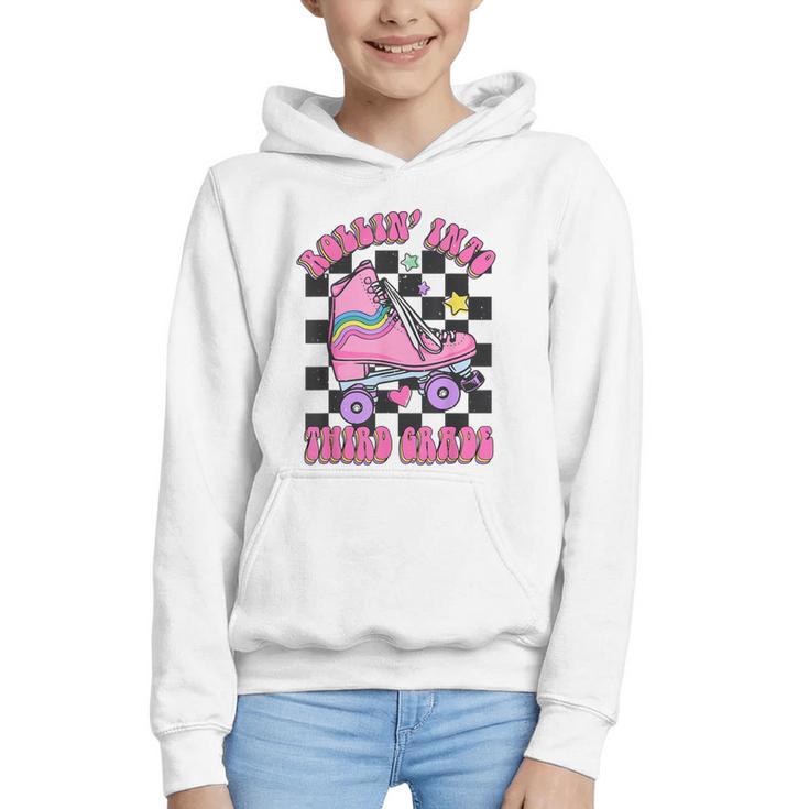 Kids Back To School Skating Rollin Into Third 3rd Grade Graphic Youth Hoodie