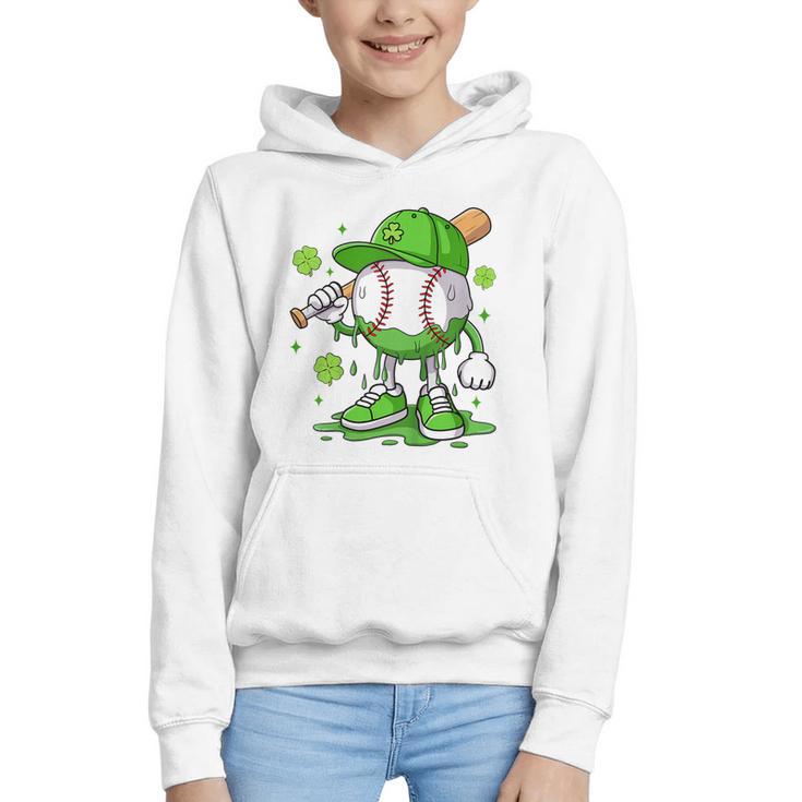 Kids Boys Happy St Patricks Day Kids Baseball Ice Cream Drip Graphic Youth Hoodie