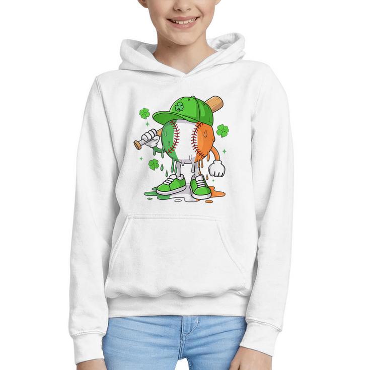 Kids Boys St Patricks Day Irish Flag Kids Baseball Ice Cream Drip Graphic Youth Hoodie