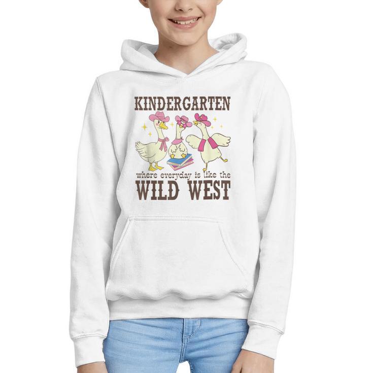 Kindergarten Wild West Goose Cowboy Goose Back To School Graphic Youth Hoodie