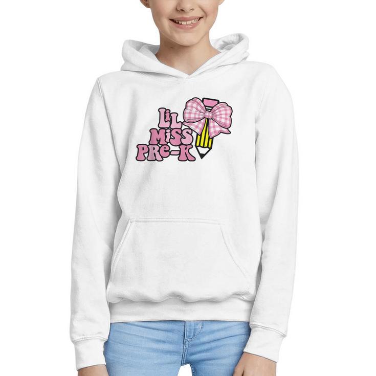 LiL Miss Pre-K Back To School Girls Coquette Bow First Day Graphic Youth Hoodie