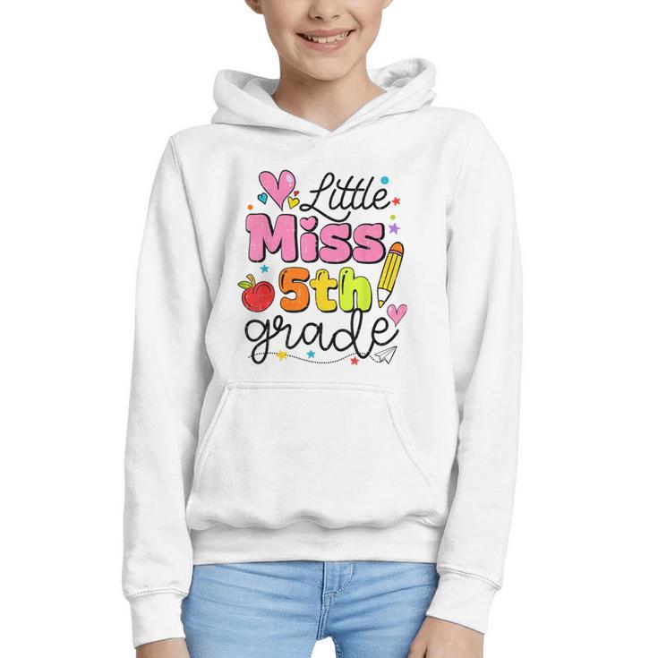 Little Miss 5th Grade Back To School Cute Fifth Grade Girls Graphic Youth Hoodie