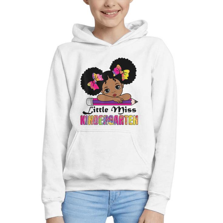 Little Miss Kindergarten Afro Puff Girl Back To School Graphic Youth Hoodie