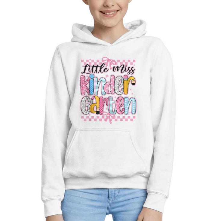 Little Miss Kindergarten Back To School Girls Coquette Bow Graphic Youth Hoodie