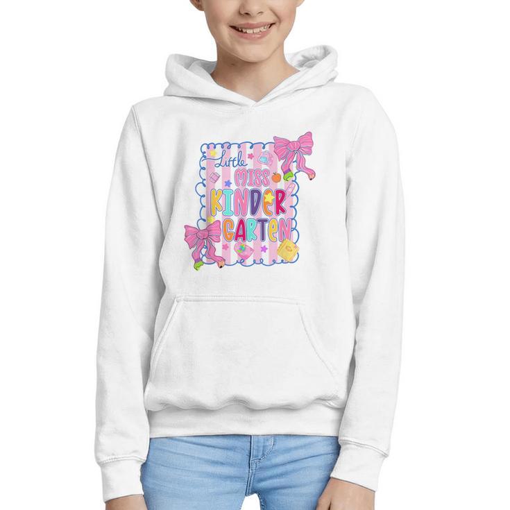 Little Miss Kindergarten Kids Girls Coquette Back To School Graphic Youth Hoodie