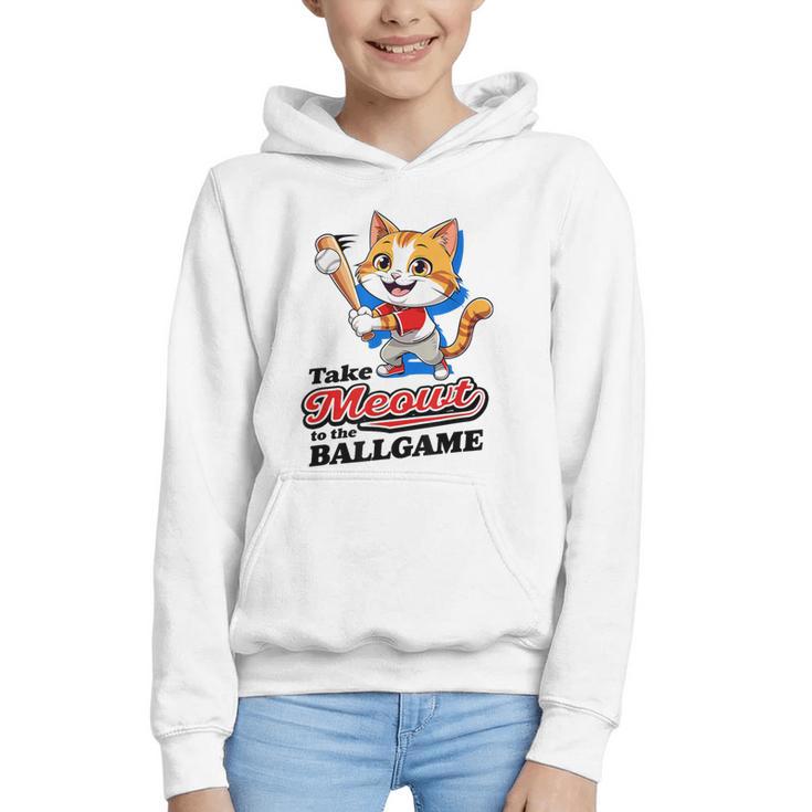 Take Meowt To The Ball Game Tee Slugger Cat Baseball Graphic Youth Hoodie
