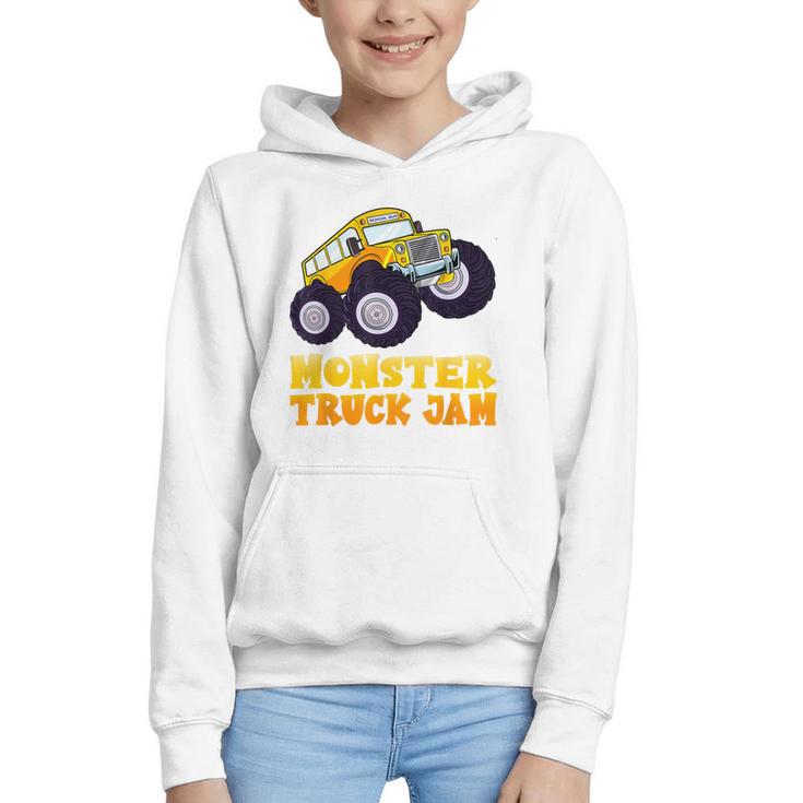 Monster Truck Jam School Bus Yellow Back To School Toddlers Graphic Youth Hoodie