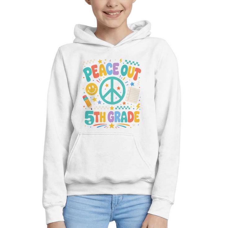 Peace Out 5th Grade Retro Back To School Students Graphic Youth Hoodie