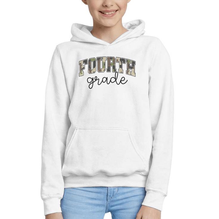 Retro Fourth Grade Camo Back To School Girls Boys 4th Grade Graphic Youth Hoodie