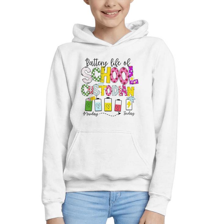 School Custodian Battery Life Back To School Janitor Graphic Youth Hoodie