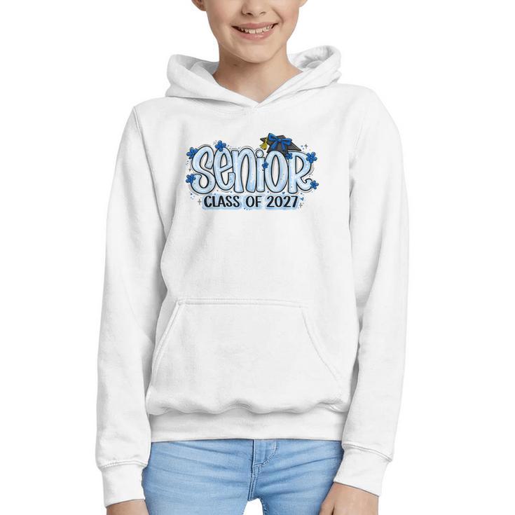 Senior 2027 Blue Girls Class Of 27 Back To School Graphic Youth Hoodie
