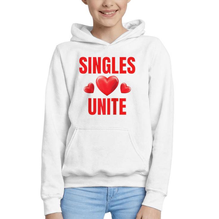 Singles Unite Valentines Day Humor For Singles Raglan Baseball Tee Graphic Youth Hoodie