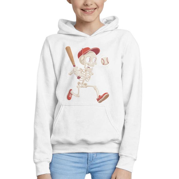 Skeleton Batting Baseball Halloween Boys Men Kids Graphic Youth Hoodie