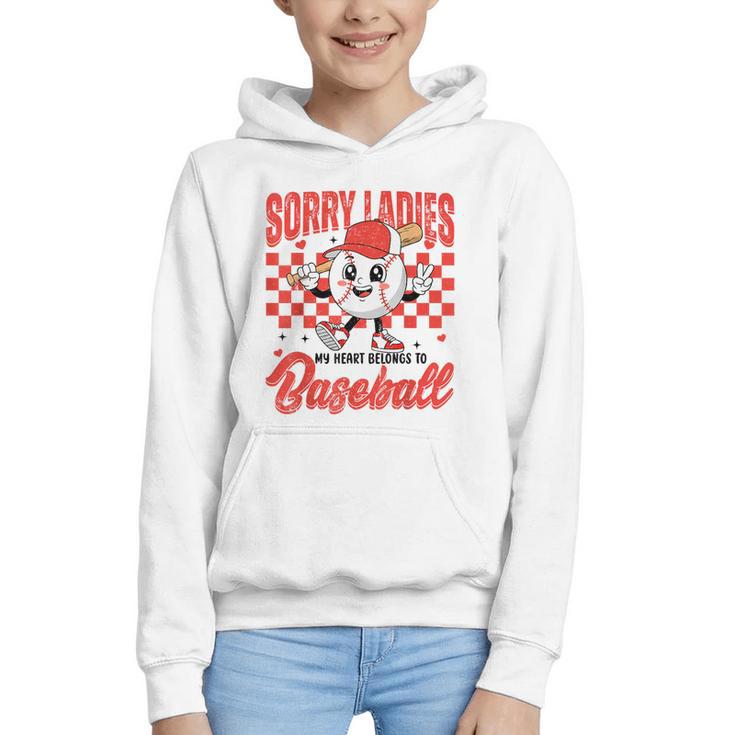 Sorry Ladies My Heart Belongs To Baseball Valentines Boys Graphic Youth Hoodie