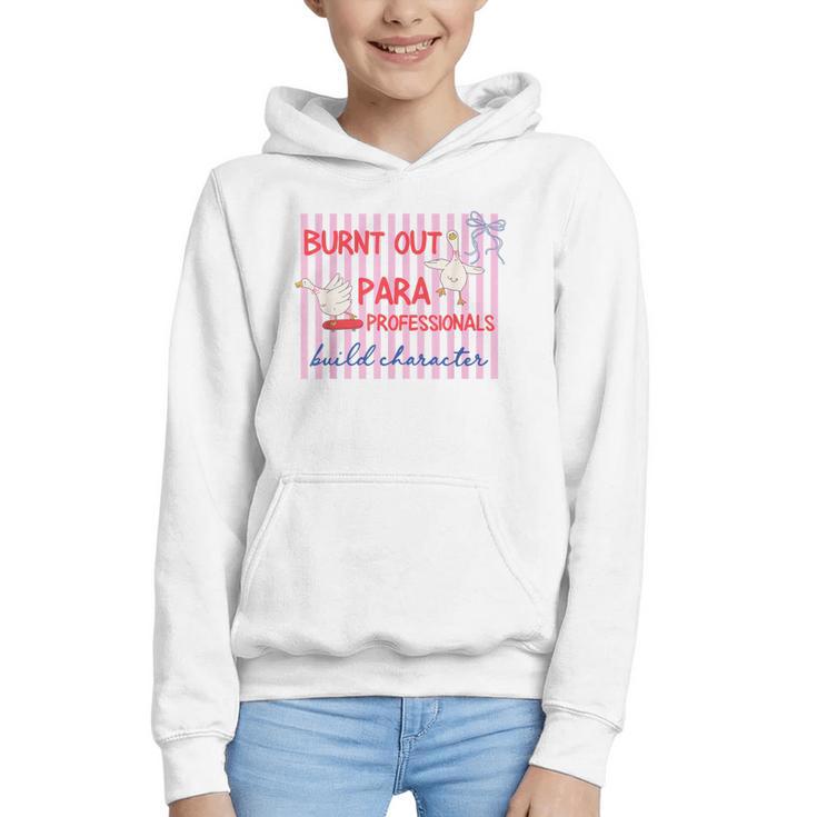 Striped Burnt Out Para Paraprofessional Back To School Graphic Youth Hoodie