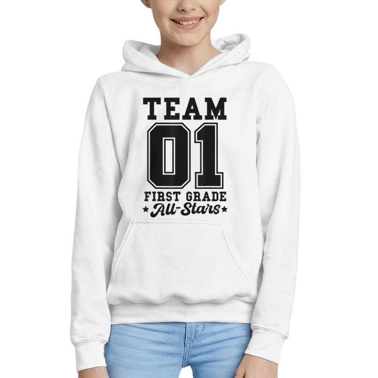 Team 1st Grade All-Stars Back To School Sports Jersey Graphic Youth Hoodie