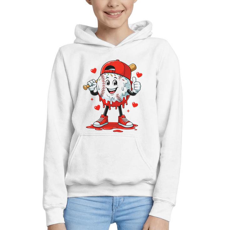 Valentine Baseball Heart Sports Men Boys Kid Graphic Youth Hoodie