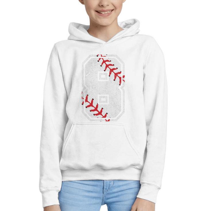 Vintage Baseball 8 Jersey Number 8 Graphic Youth Hoodie