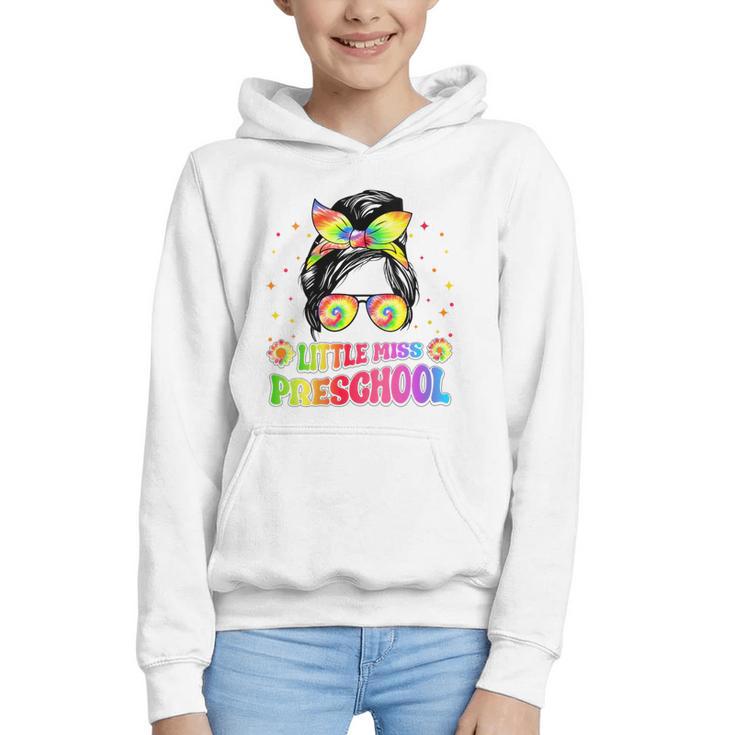 Women's Little Miss Preschool Messy Bun Tie Dye Back To School Girls Graphic Youth Hoodie