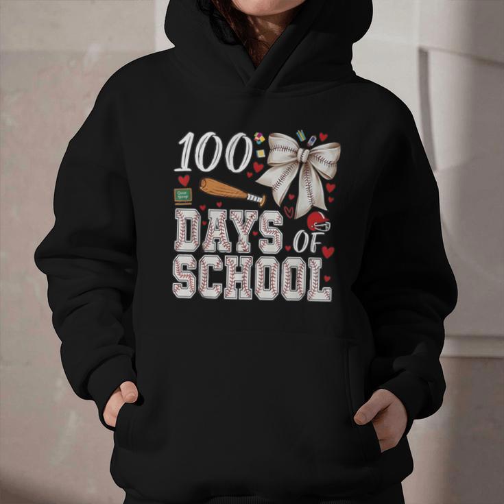 100 Days Of School Baseball 100th Day Of School Coquette Bow Graphic Youth Hoodie 100 Days Of School Baseball 100th Day Of School Coquette Bow Graphic Youth Hoodie