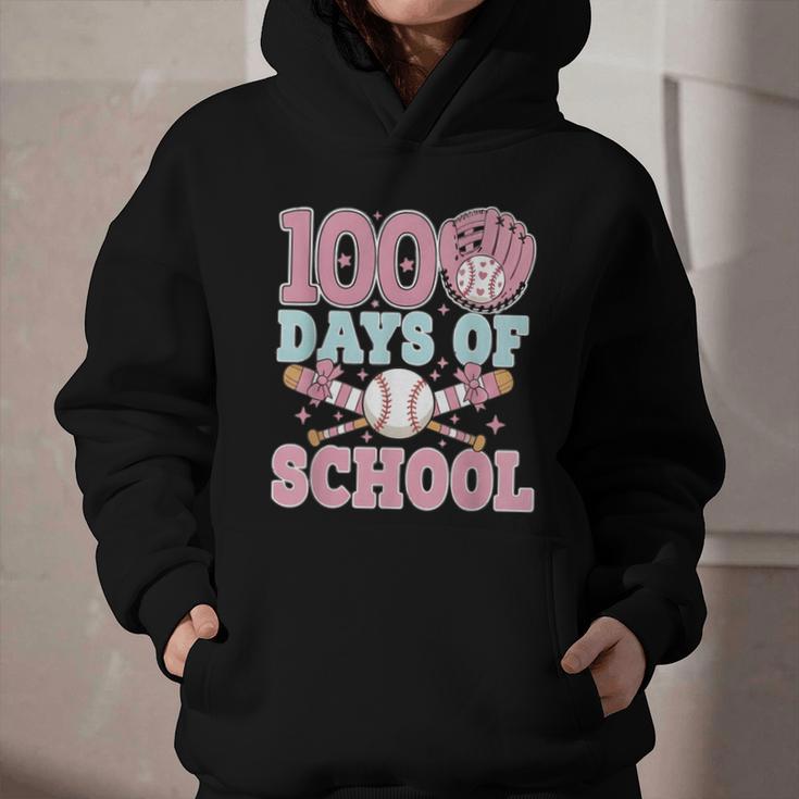 100 Days Of School Baseball 100th Day Of School Girls Graphic Youth Hoodie