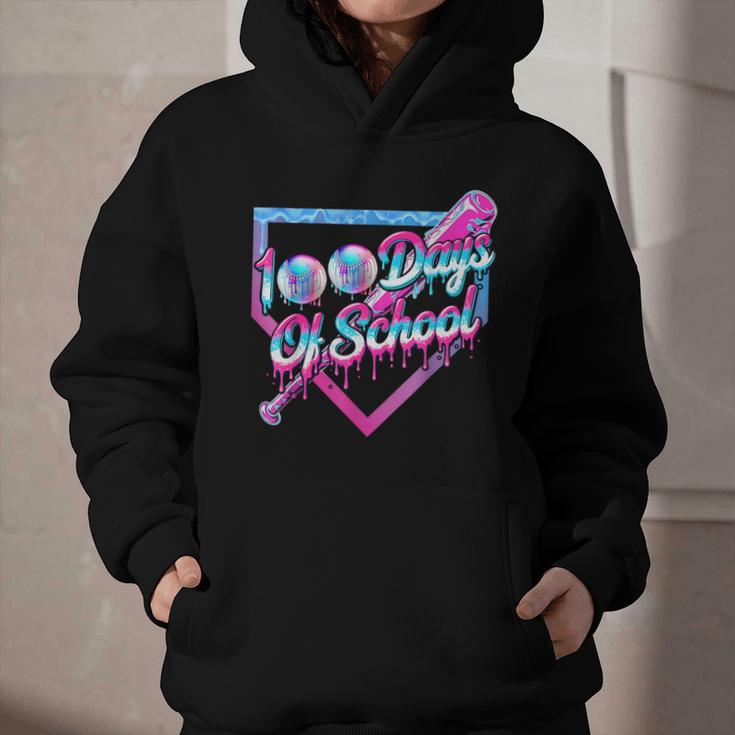100 Days Of School Baseball 100th Day Ice Cream Boys Kids Graphic Youth Hoodie