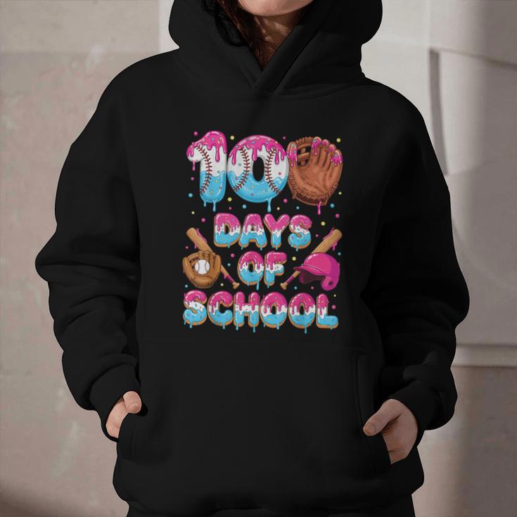 100 Days Of School Baseball Donut Dripping Teacher Boys Kids Graphic Youth Hoodie