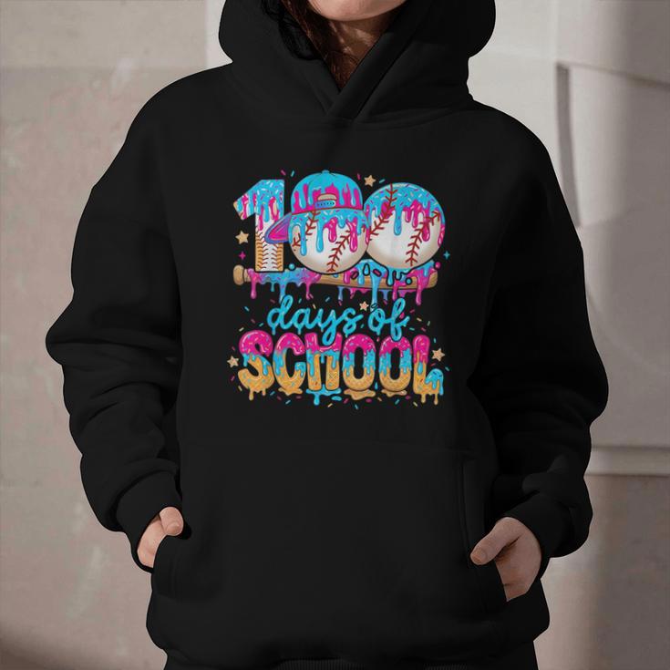 100 Days Of School Baseball Ice Cream For Boy Girl Kids Graphic Youth Hoodie