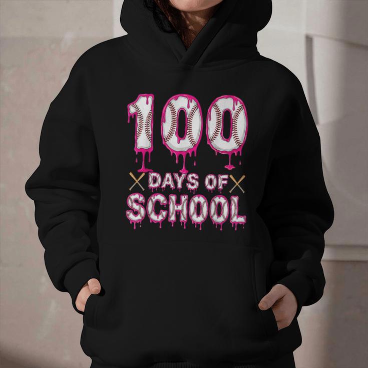 100 Days Of School Baseball Ice Cream Drip 100th Day Boys Graphic Youth Hoodie