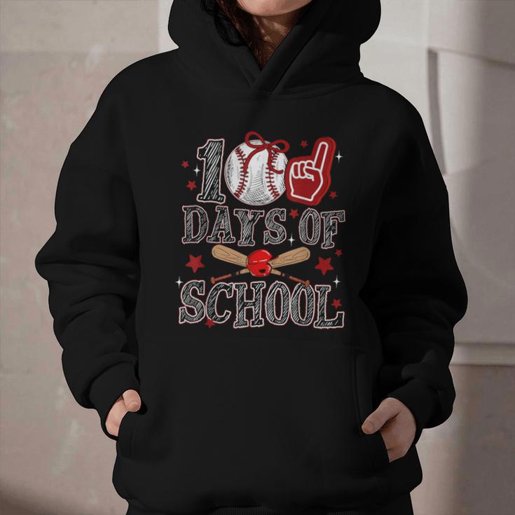 100 Days Of School Baseball Teacher 100 Days Smarter Student Graphic Youth Hoodie